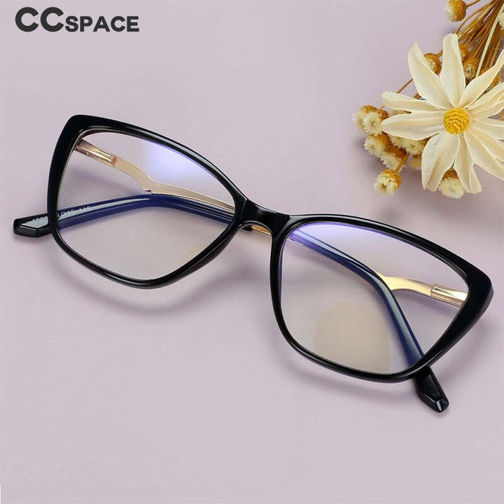 CCSpace Unisex Full Rim Square Cat Eye Tr 90 Titanium Frame Eyeglasses 54025 Full Rim CCspace   
