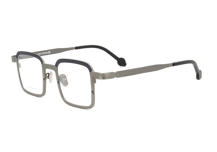 Muzz Men's Full Rim Square Titanium Frame Eyeglasses T7746 Full Rim Muzz C3  