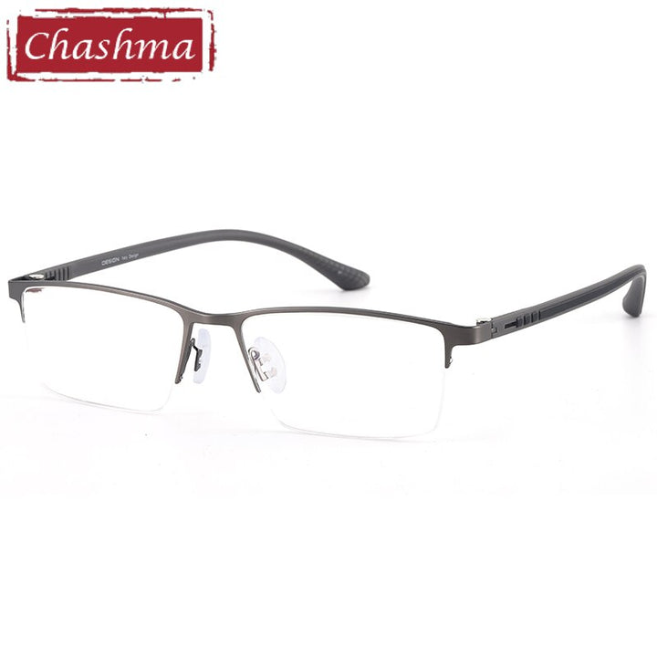 Chashma Ottica Men's Semi Rim Square Titanium Stainless Steel Eyeglasses 9387 Semi Rim Chashma Ottica Gray  