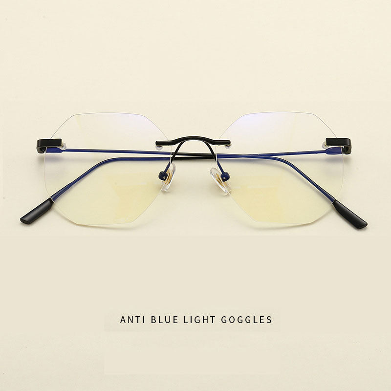 Hotony Men's Rimless Polygon Alloy Frame Spring Hinge Eyeglasses 6213 Rimless Hotony   