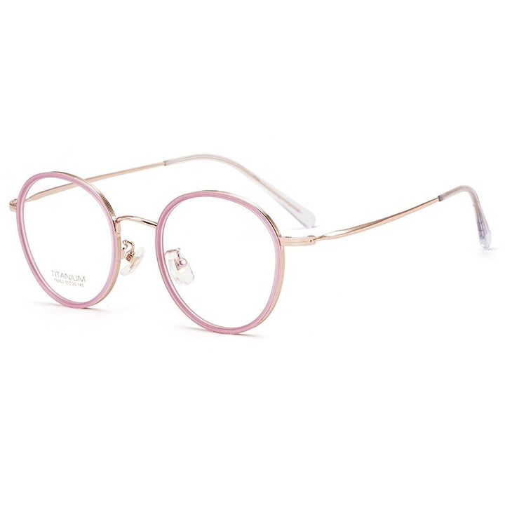 Yimaruili Unisex Full Rim Elastic β Titanium Round Frame Eyeglasses T6053 Full Rim Yimaruili Eyeglasses Purple Rose Gold  