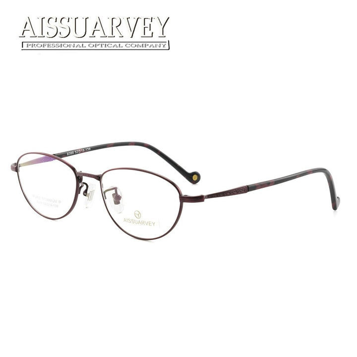 Aissuarvey Women's Full Rim Round Titanium Frame Eyeglasses As8388 Full Rim Aissuarvey Eyeglasses Red  