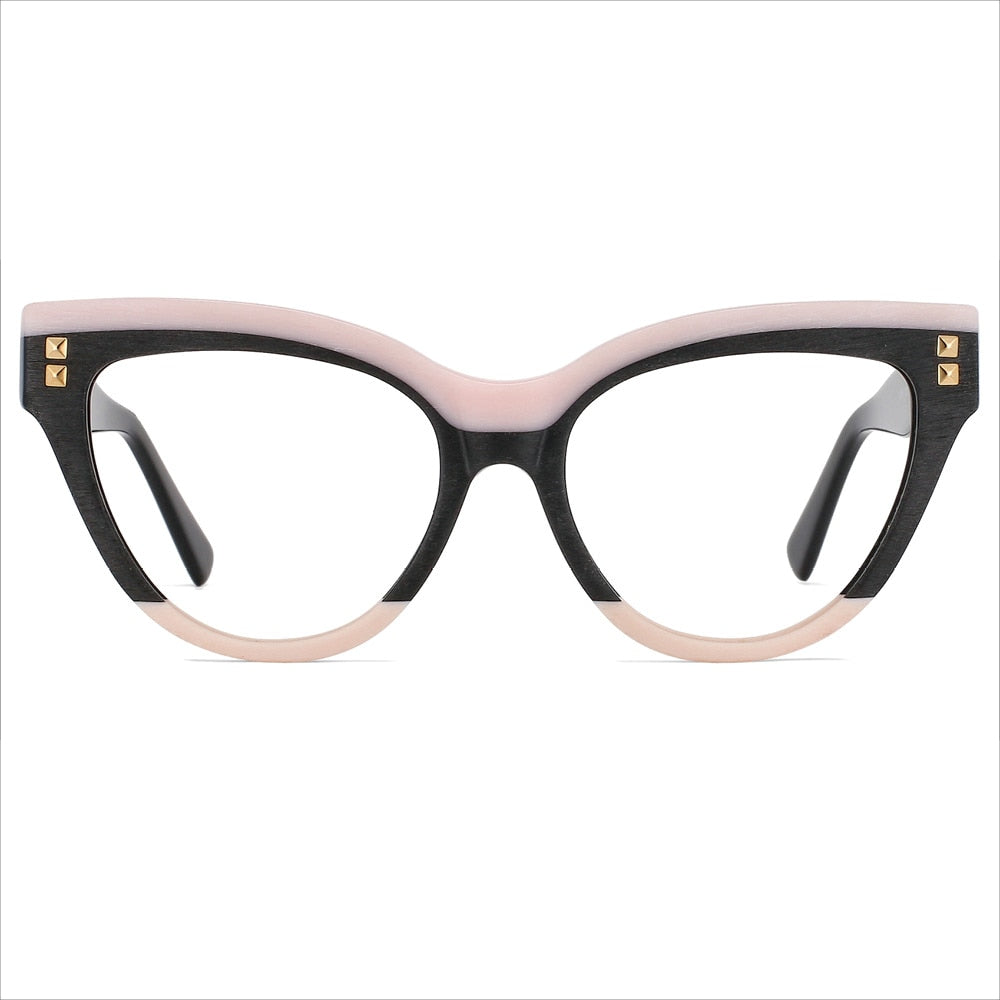CCSpace Unisex Full Rim Oversized Cat Eye Acetate Frame Eyeglasses 49795 Full Rim CCspace Pink  