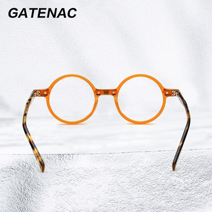 Gatenac Unisex Full Rim Round Acetate Frame Eyeglasses Gxyj673 Full Rim Gatenac   
