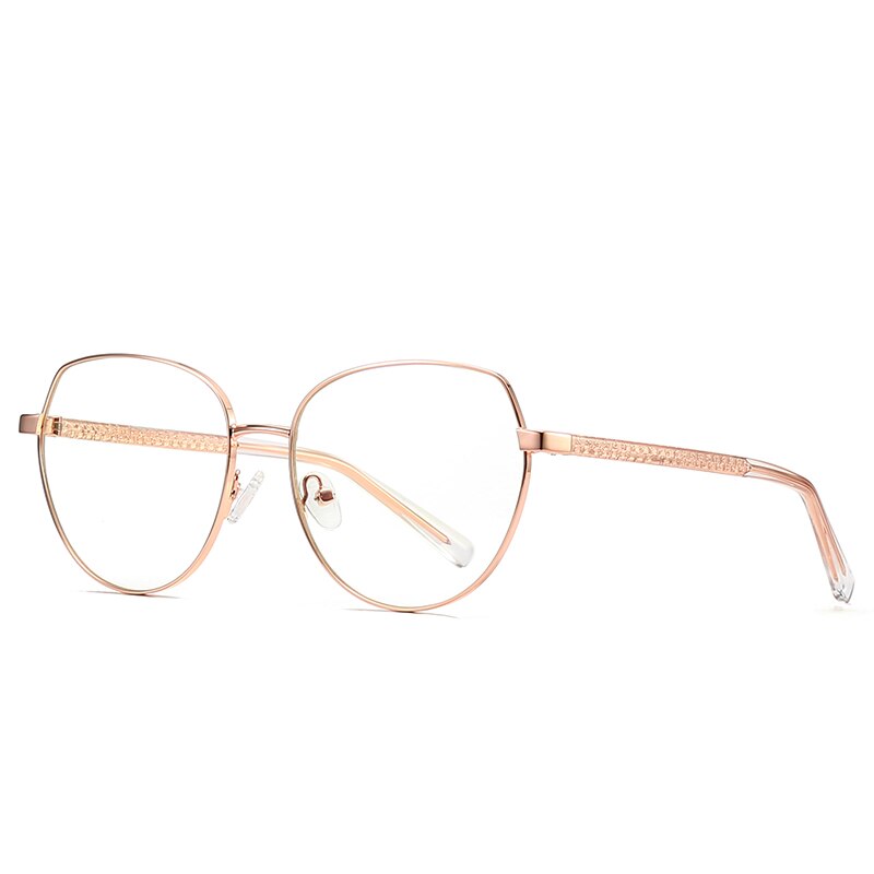 Hotochki Women's Full Rim Oval TR-90 Resin Alloy Frame Eyeglasses 3005 Full Rim Hotochki Pink Gold  