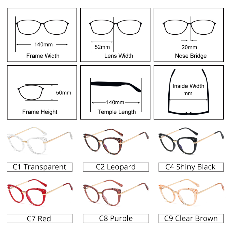 Ralferty Women's Glasses Frames Luxury Brand Designer Cat Eye Glasses Eyeglasses Frame Frame Ralferty   