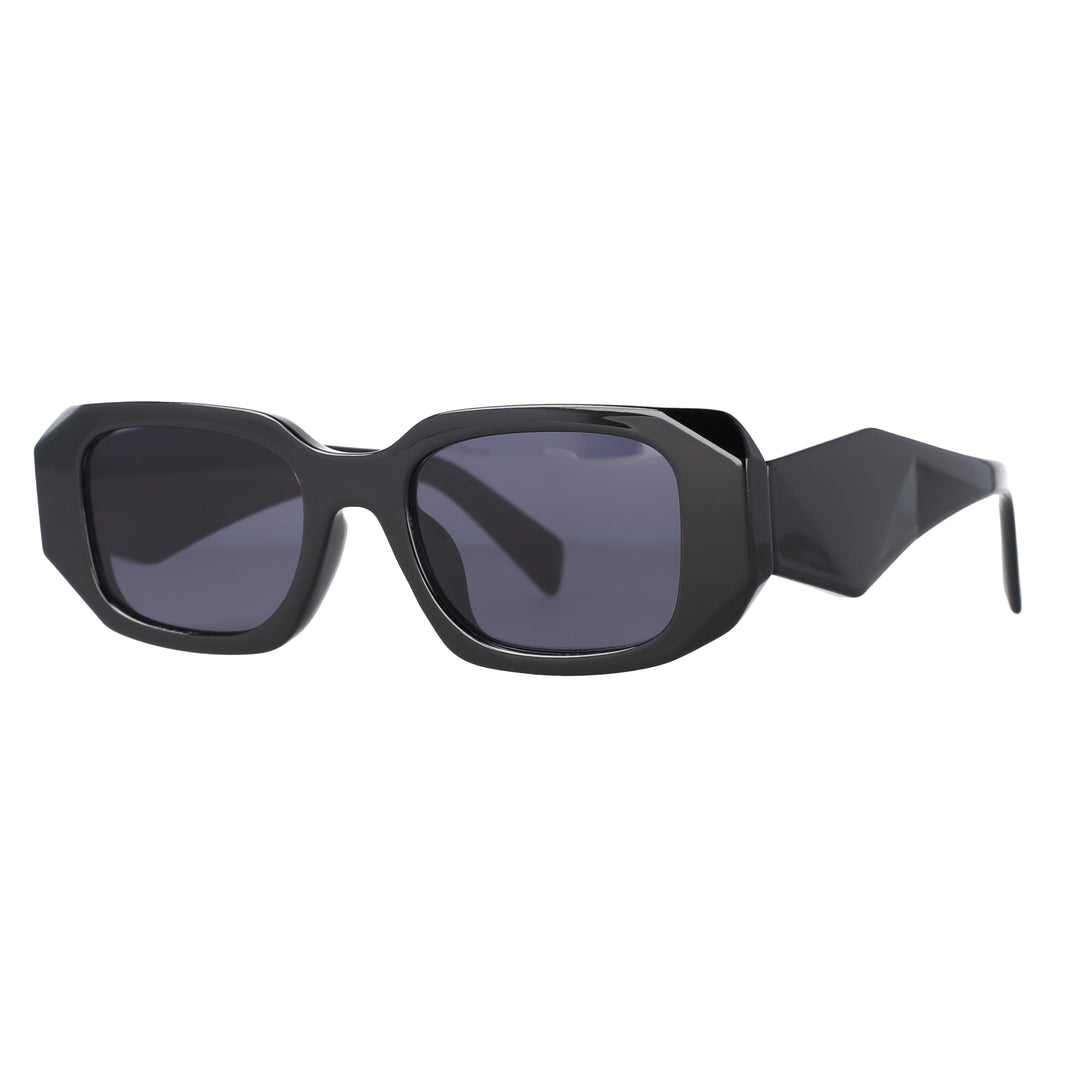 CCSpace Unisex Full Rim Rectangle Cat Eye Resin Frame Sunglasses 53025 Sunglasses CCspace Sunglasses Black 53025 