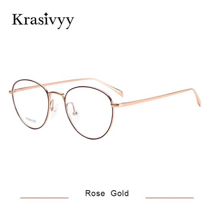 Krasivyy Unisex Full Rim Round Titanium Eyeglasses Kr16063 Full Rim Krasivyy Rose Gold China 