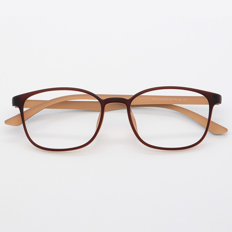 Unisex Full Rim Rectangular TR-90 Titanium Frame Eyeglasses My7010 Full Rim Bclear Matte Brown  