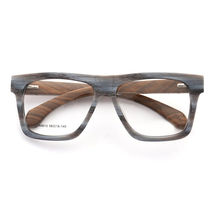 Aissuarvey Unisex Full Rim Rectangular Frame Wooden Eyeglasses K6613 Full Rim Aissuarvey Eyeglasses   
