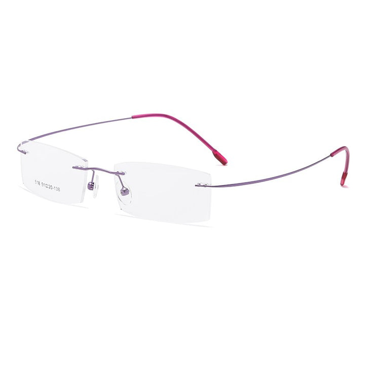 Zirosat 518 Women's Eyeglasses Memory Titanium Rimless Rimless Zirosat purple  