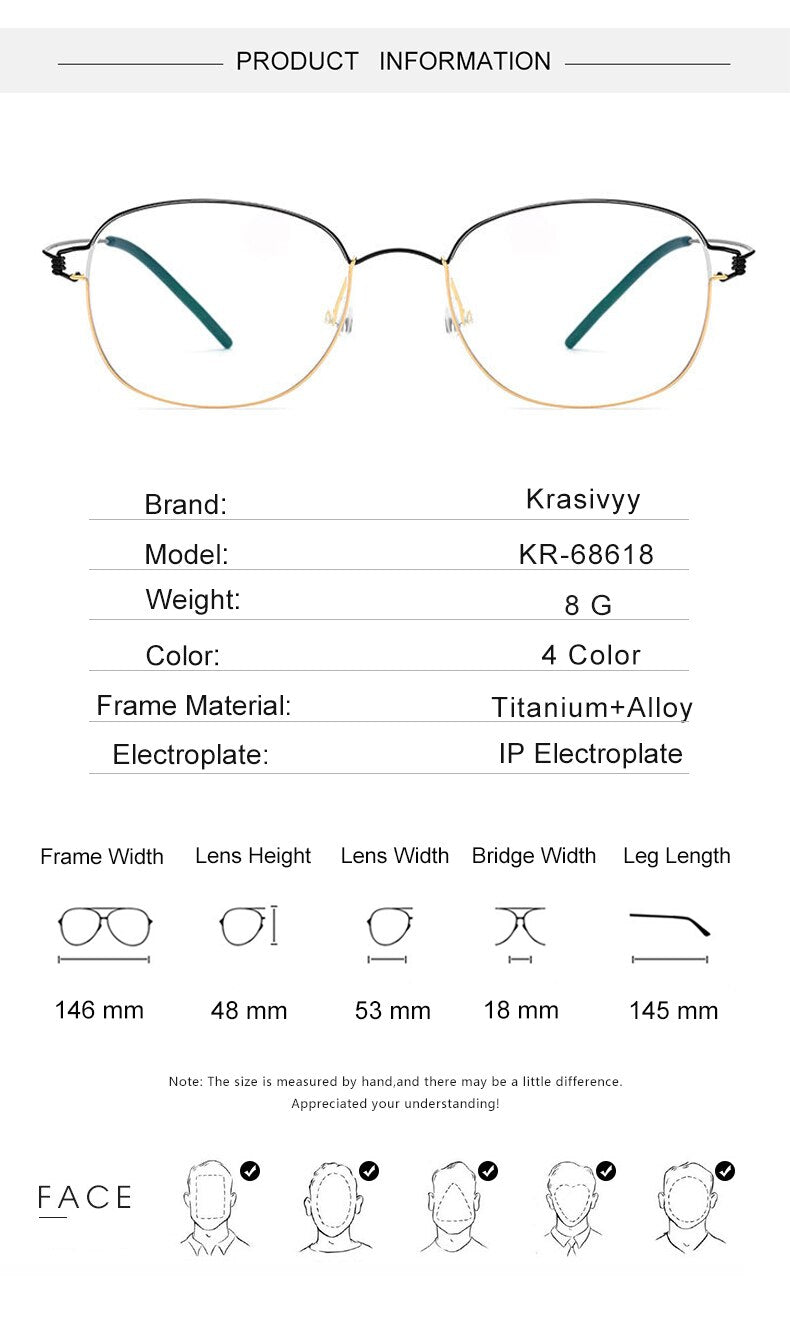 Krasivyy Women's Full Rim Round Screwless Titanium Alloy Eyeglasses Kr68618 Full Rim Krasivyy   