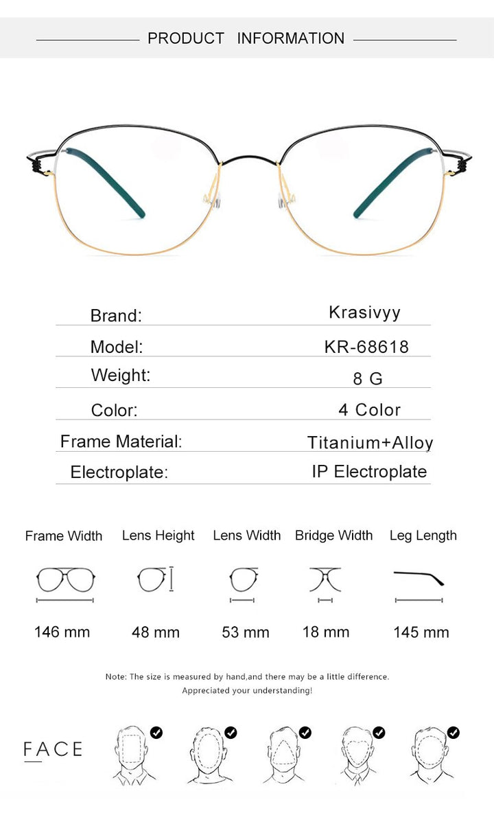 Krasivyy Women's Full Rim Round Screwless Titanium Alloy Eyeglasses Kr68618 Full Rim Krasivyy   