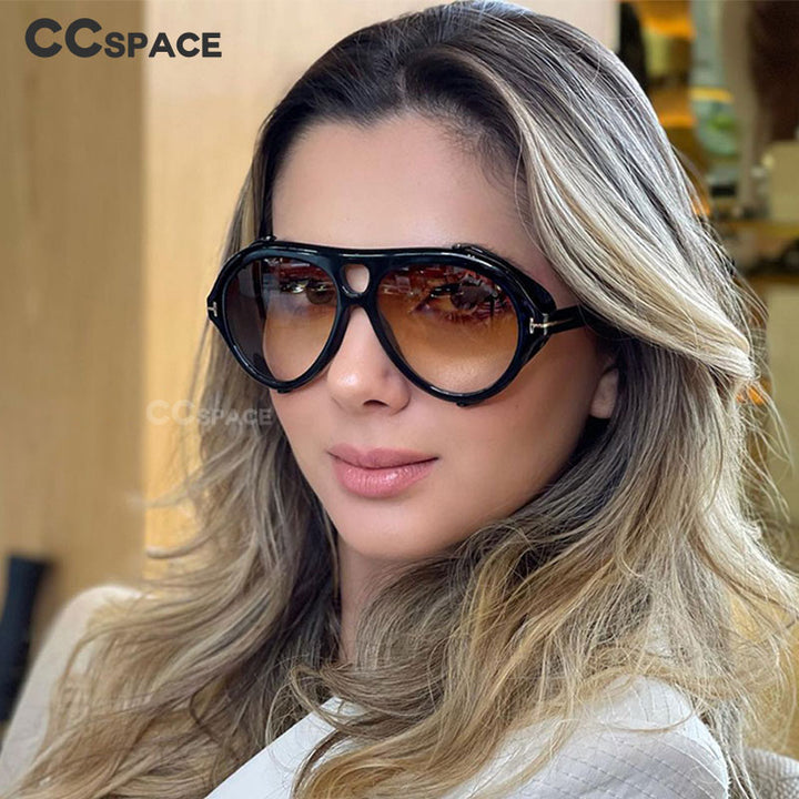 CCSpace Unisex Full Rim Round Goggle Acetate Double Bridge Frame Sunglasses 53351 Sunglasses CCspace Sunglasses   