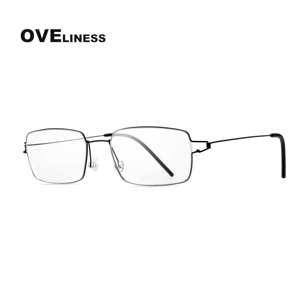 Oveliness Unisex Full Rim Square Screwless Titanium Alloy Eyeglasses Full Rim Oveliness black  