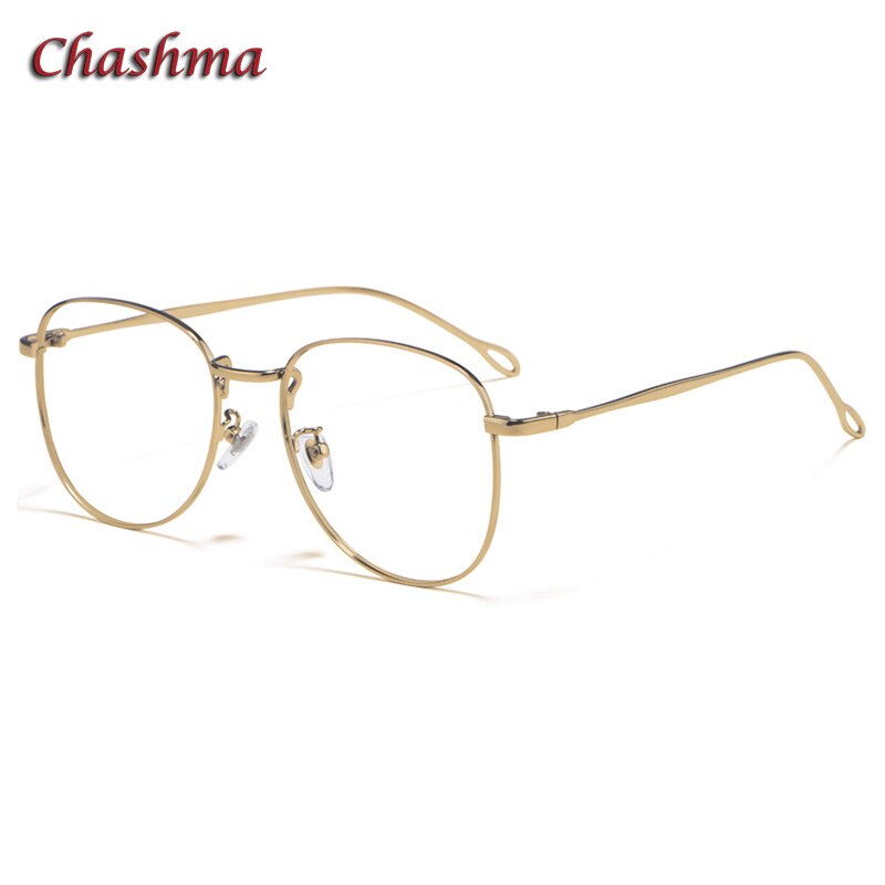 Chashma Ottica Unisex Full Rim Round Square Stainless Steel Eyeglasses Full Rim Chashma Ottica Gold  