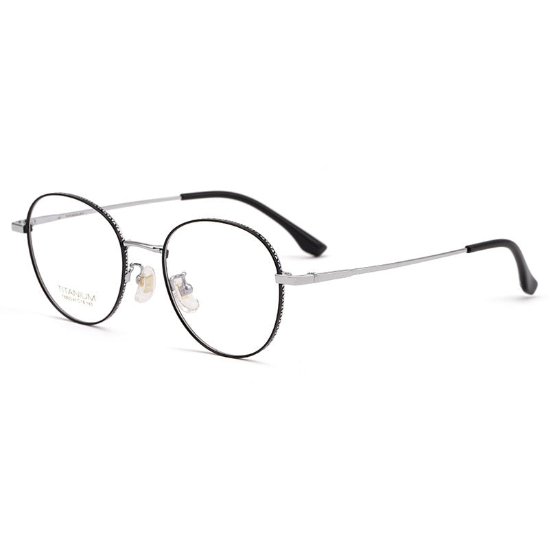 Aissuarvey Round Full Titanium Rim Frame Unisex Eyeglasses Frame Aissuarvey Eyeglasses Black silver  