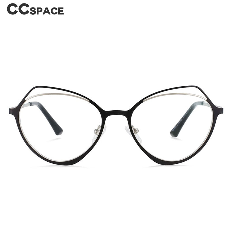 CCspace Women's Full Rim Irregular Cat Eye Alloy Frame Eyeglasses 54103 Full Rim CCspace   