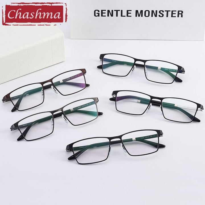 Chashma Ottica Men's Full Rim Large Square Titanium Alloy Eyeglasses 9493 Full Rim Chashma Ottica   