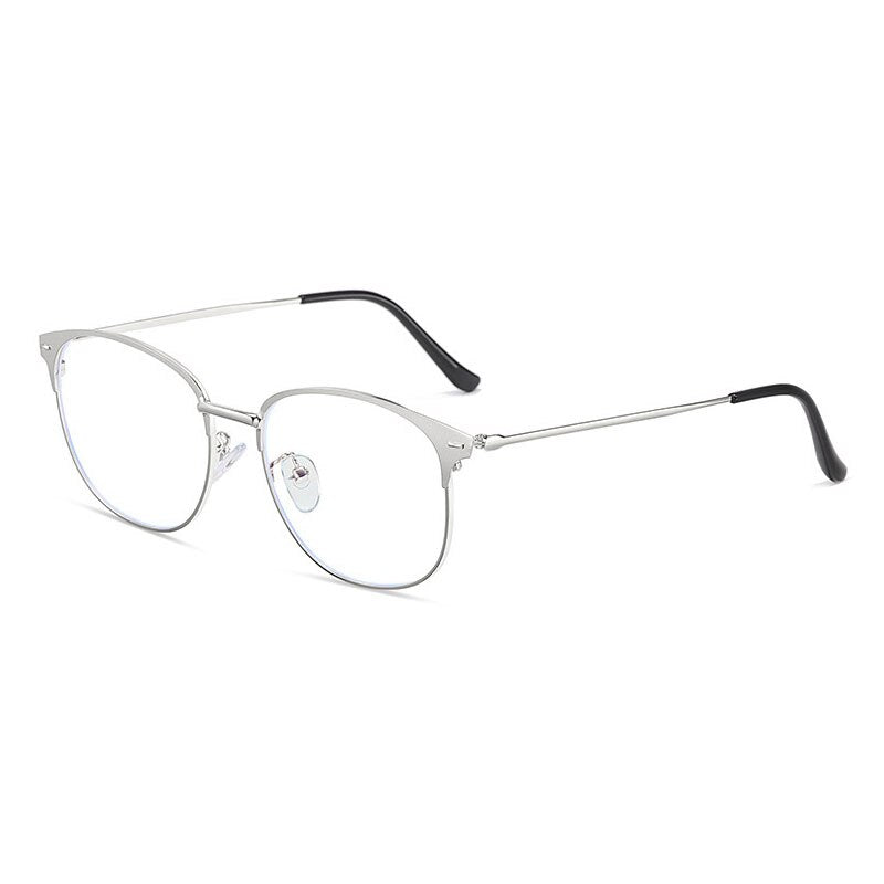 Handoer Unisex Full Rim Round Square Alloy Eyeglasses 5552 Full Rim Handoer Silver  