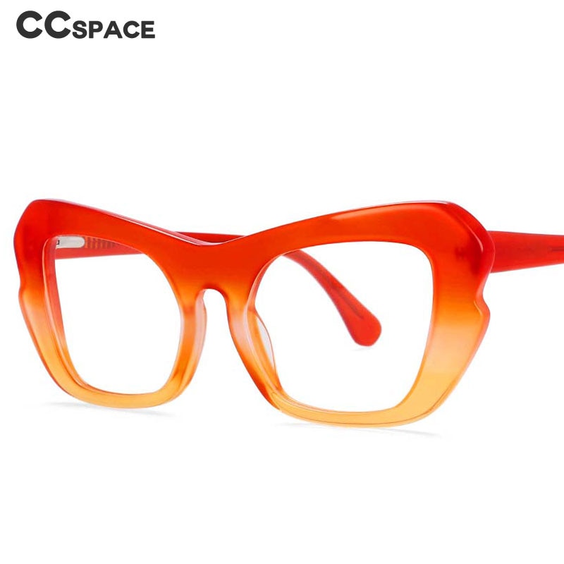 CCSpace Unisex Full Rim Oversized Square Cat Eye Acetate Frame Eyeglasses 54059 Full Rim CCspace   