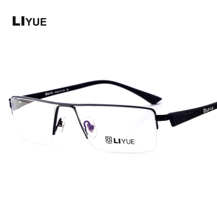 Oveliness Men's Semi Rim Square Alloy Eyeglasses 08127 Semi Rim Oveliness black  