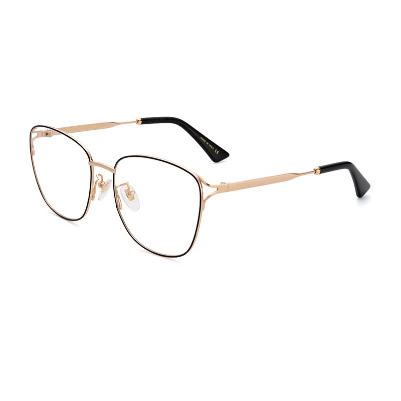 Muzz Women's Full Rim Square Oval Titanium Alloy Frame Eyeglasses C0c000 Full Rim Muzz Black Gold  