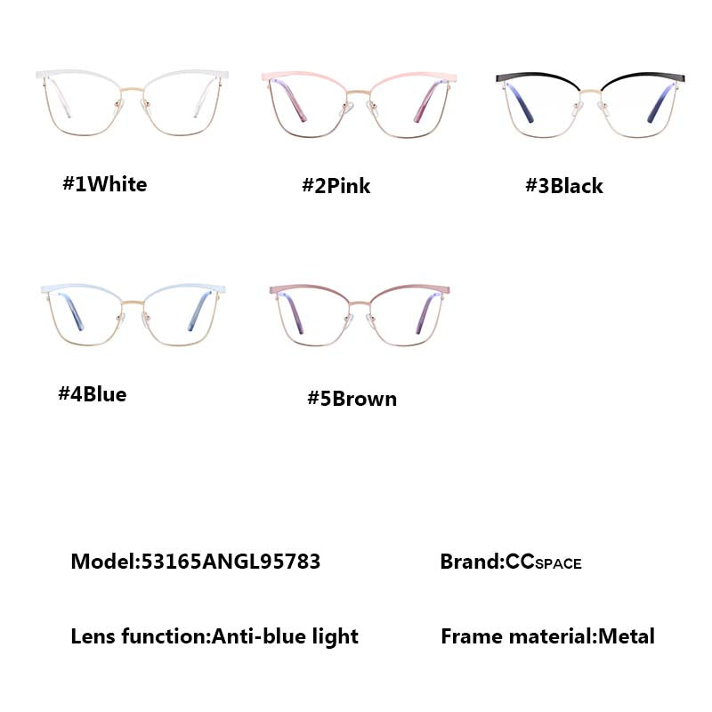 CCSpace Unisex Full Rim Brow Line Cat Eye Alloy Frame Eyeglasses 53165 Full Rim CCspace   