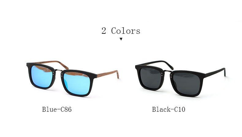 Hdcrafter Men's Full Rim Square Frame Polarized Wood Sunglasses Ps70851 Sunglasses HdCrafter Sunglasses   