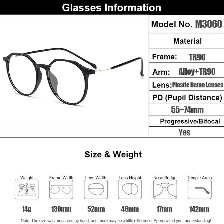 Women's Eyeglasses Ultralight Alloy Tr90 Round M3060 Frame Gmei Optical   