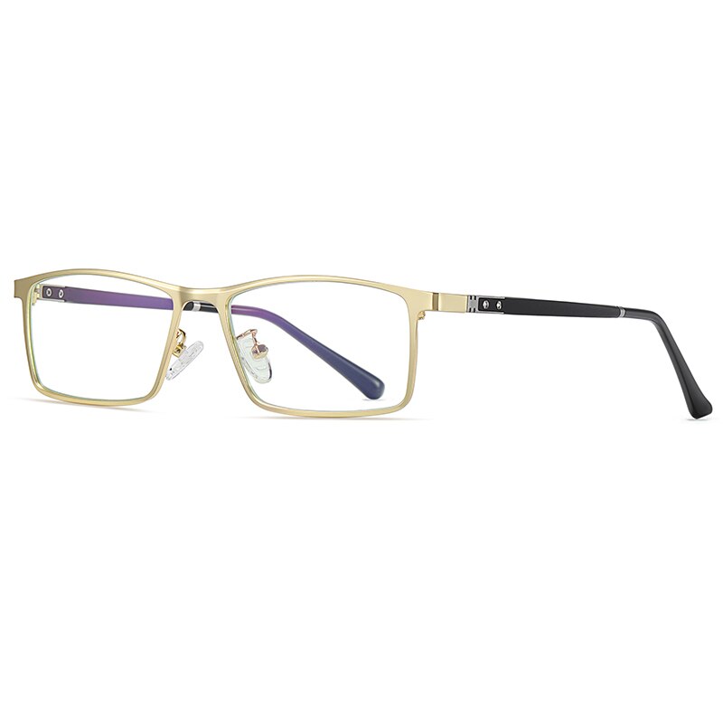 Reven Jate Men's Eyeglasses 2316 Full Rim Alloy Front Flexible Plastic Tr-90 Full Rim Reven Jate golden  