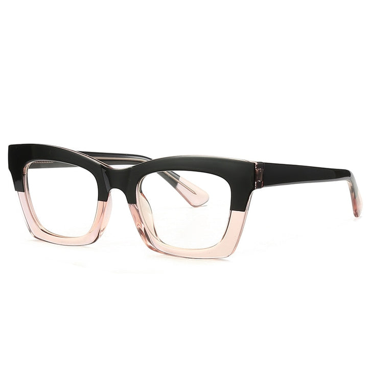 CCSpace Women's Full Rim Cat Eye Tr 90 Titanium Frame Eyeglasses 49524 Full Rim CCspace C5Black-Pink  