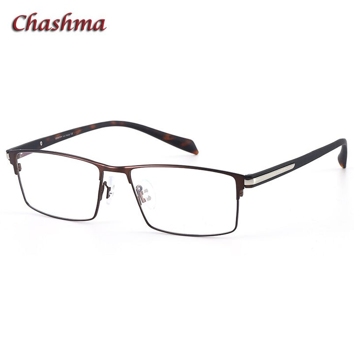 Chashma Ottica Men's Full Rim Large Square Titanium Eyeglasses 9282 Full Rim Chashma Ottica Brown  
