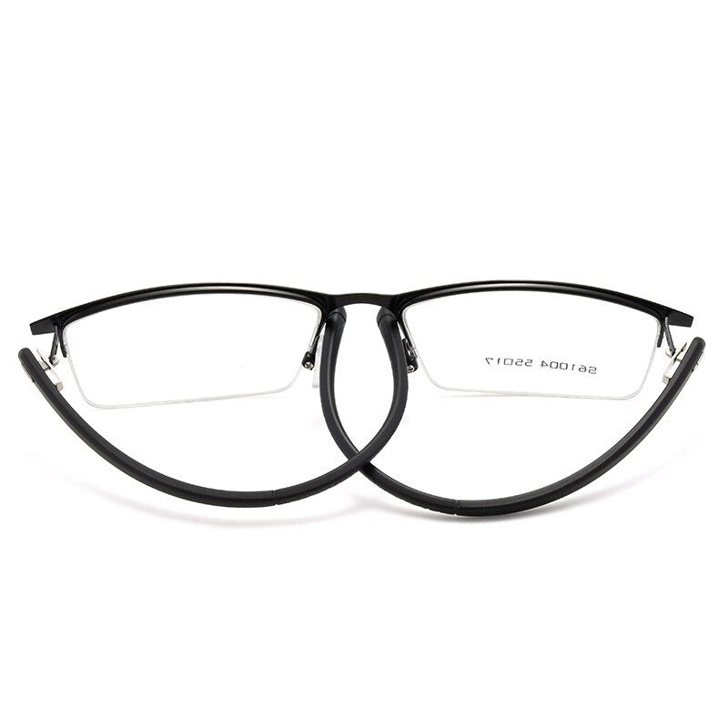 Men's Semi Rim Alloy Frame Eyeglasses 61004 Semi Rim Bclear   