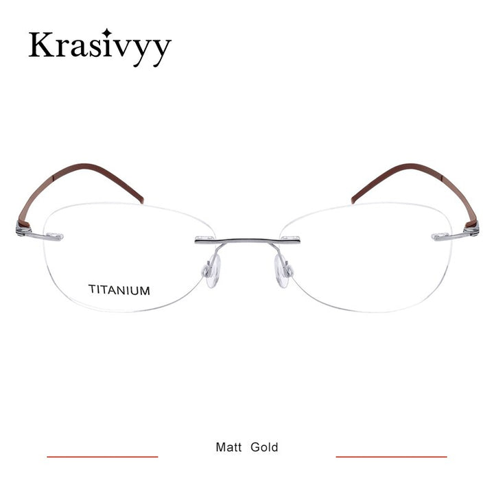 Krasivyy Women's Rimless Oval Screwless Titanium Eyeglasses Kr5003 Rimless Krasivyy Matt Gold  