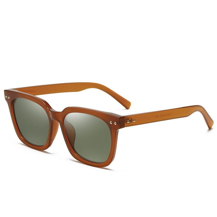 KatKani Unisex Full Rim Square TR 90 Resin Polystyrene Lens Polarized Sunglasses Ct2016 Sunglasses KatKani Sunglasses Dark Brown Other 