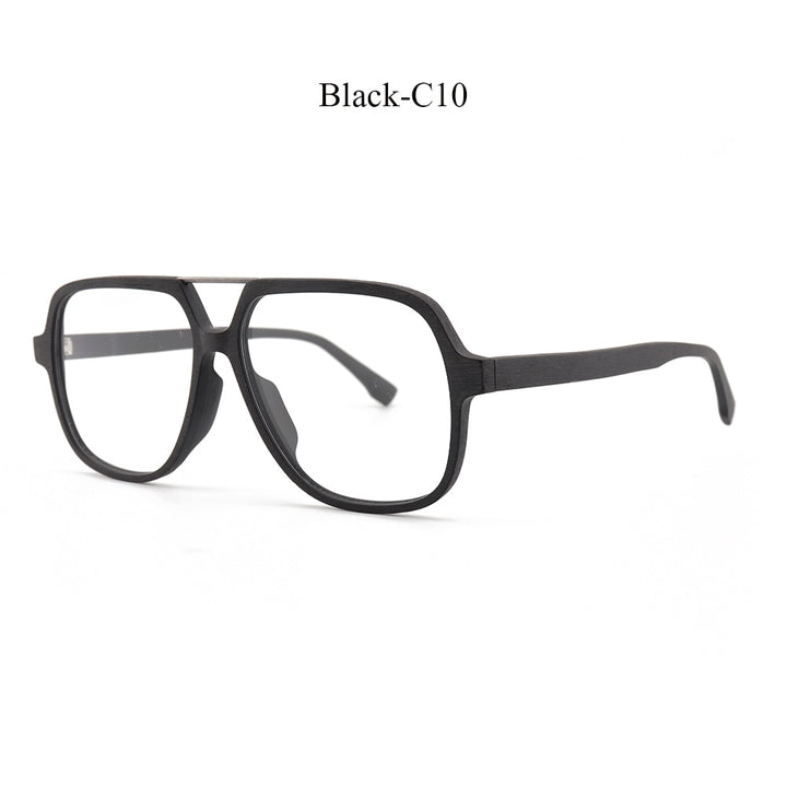 Unisex Eyeglasses Wooden Oversized Frame Korea Ps8210 Frame Hdcrafter Eyeglasses Black-C10  