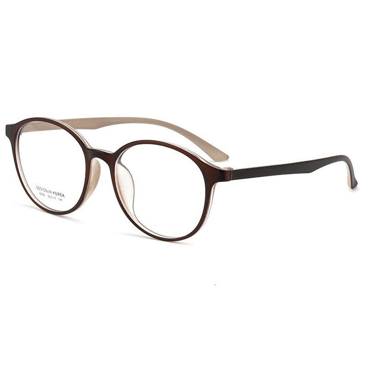 KatKani Unisex Full Rim Round TR 90 Resin Frame Eyeglasses Tr6838 Full Rim KatKani Eyeglasses Brown  