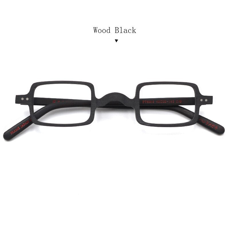 Hdcrafter Unisex Full Rim Square Acetate Wood Frame Eyeglasses Ft6016 Full Rim Hdcrafter Eyeglasses Wood Black  
