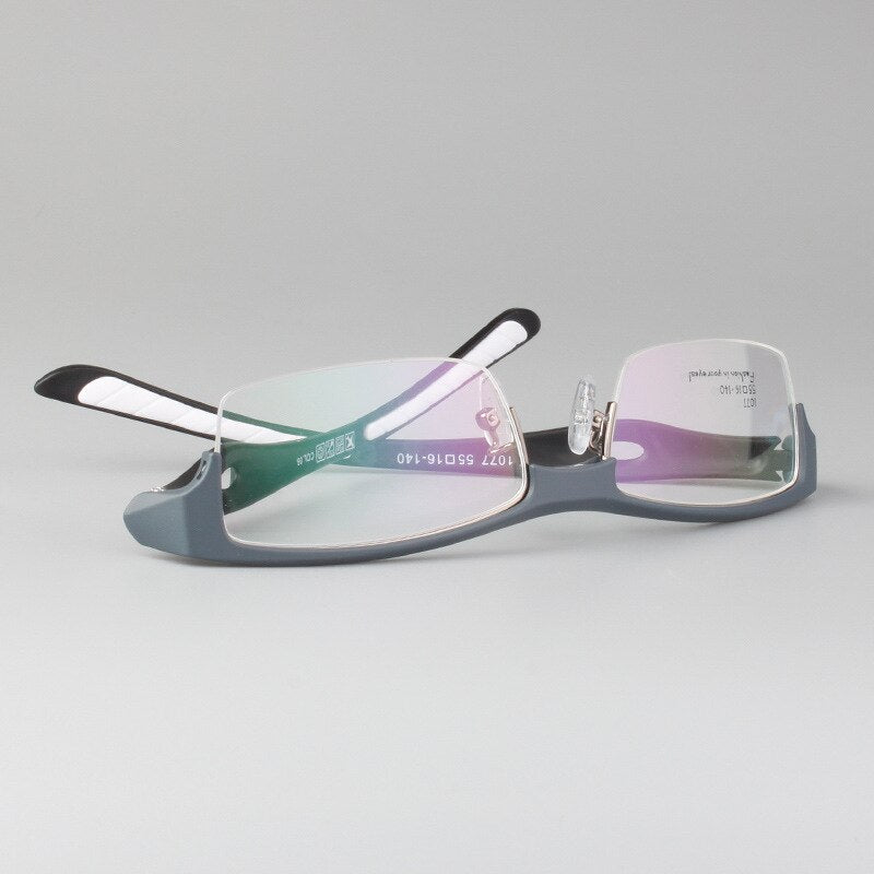 Men's Square Semi Rim Sports Eyeglasses N1077 Sport Eyewear Bclear   