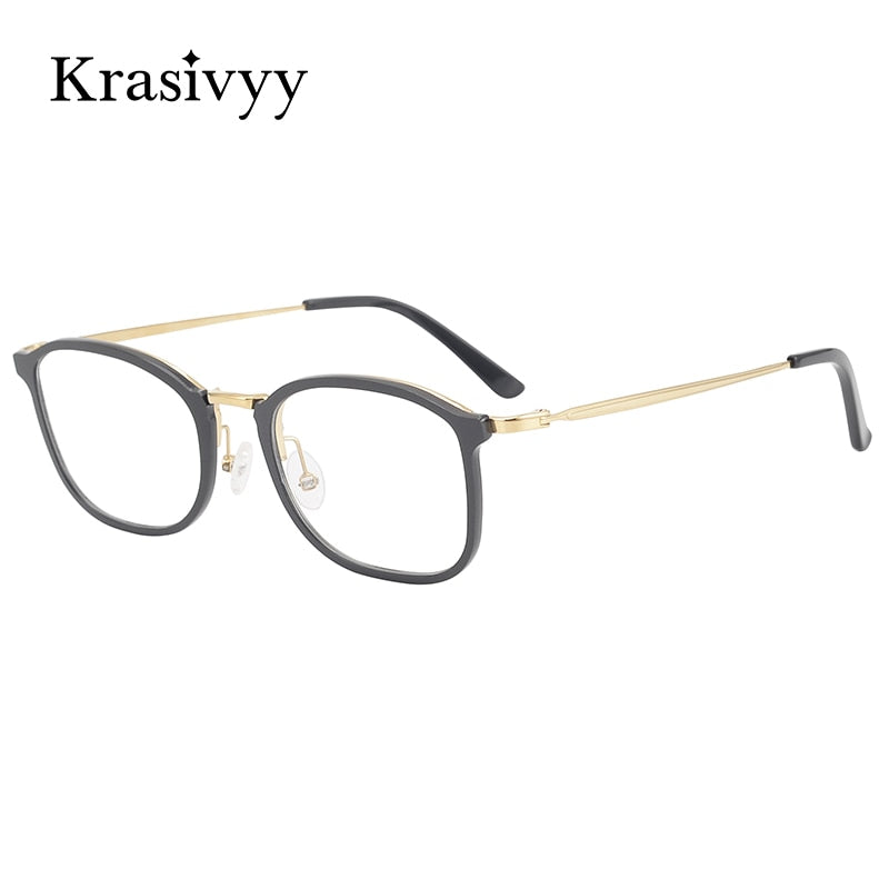 Krasivyy Men's Full Rim Square Tr 90 Titanium Eyeglasses Kr16066 Full Rim Krasivyy   