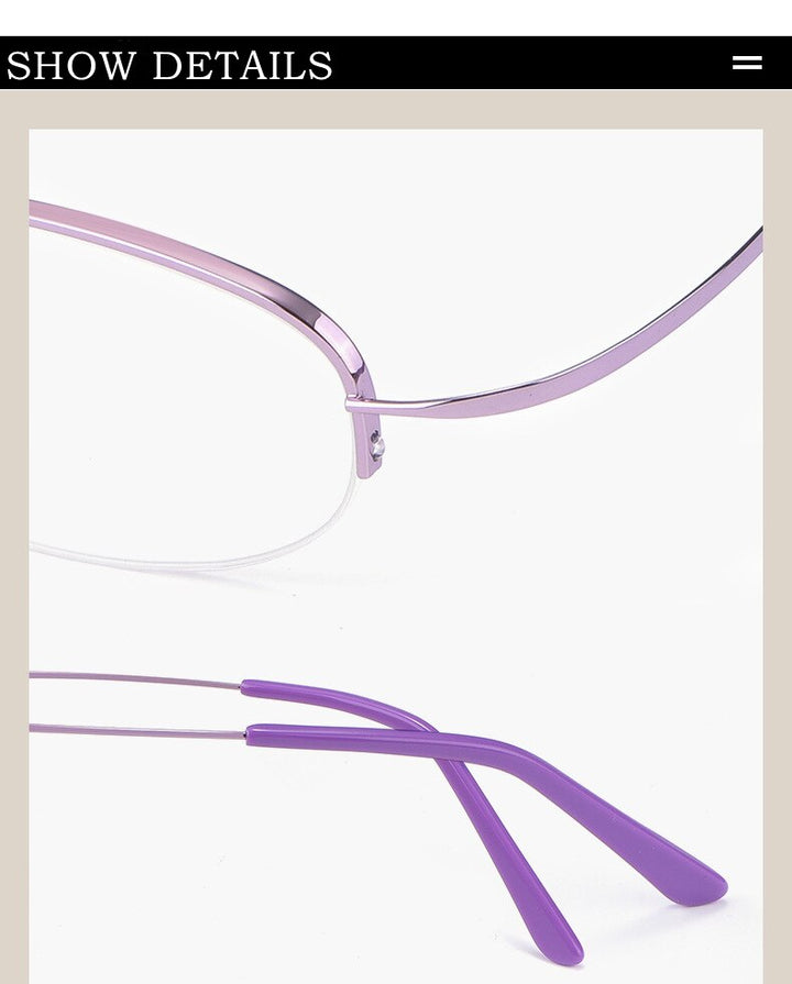 Yimaruili Women's Semi Rim Titanium Frame Eyeglasses T9276 Semi Rim Yimaruili Eyeglasses   
