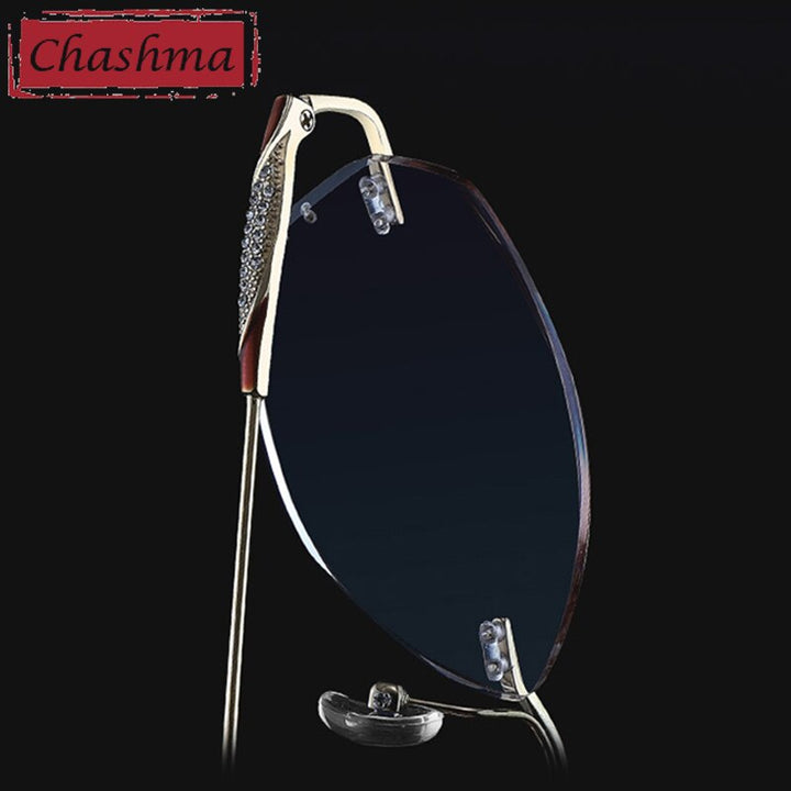 Women's Rimless Titanium Frame Diamond Cut Tinted Lens Eyeglasses 3304-1337 Rimless Chashma   