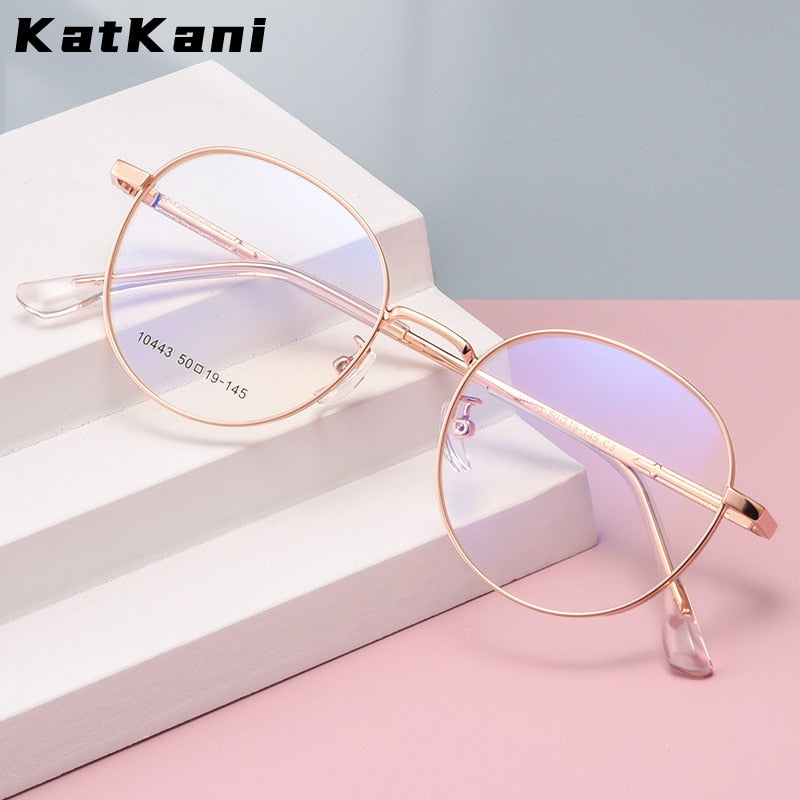KatKani Women's Full Rim Round Alloy Frame Eyeglasses10443t Full Rim KatKani Eyeglasses   