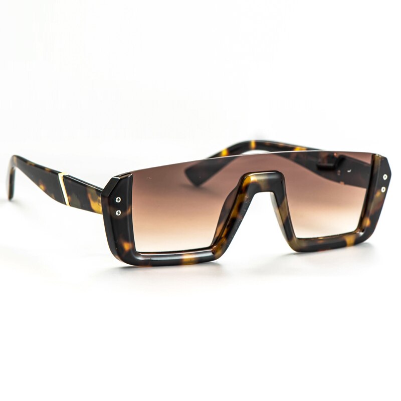 CCSpace Women's Semi Rim One Goggle Lens Resin Frame Sunglasses 51013 Sunglasses CCspace leopard  