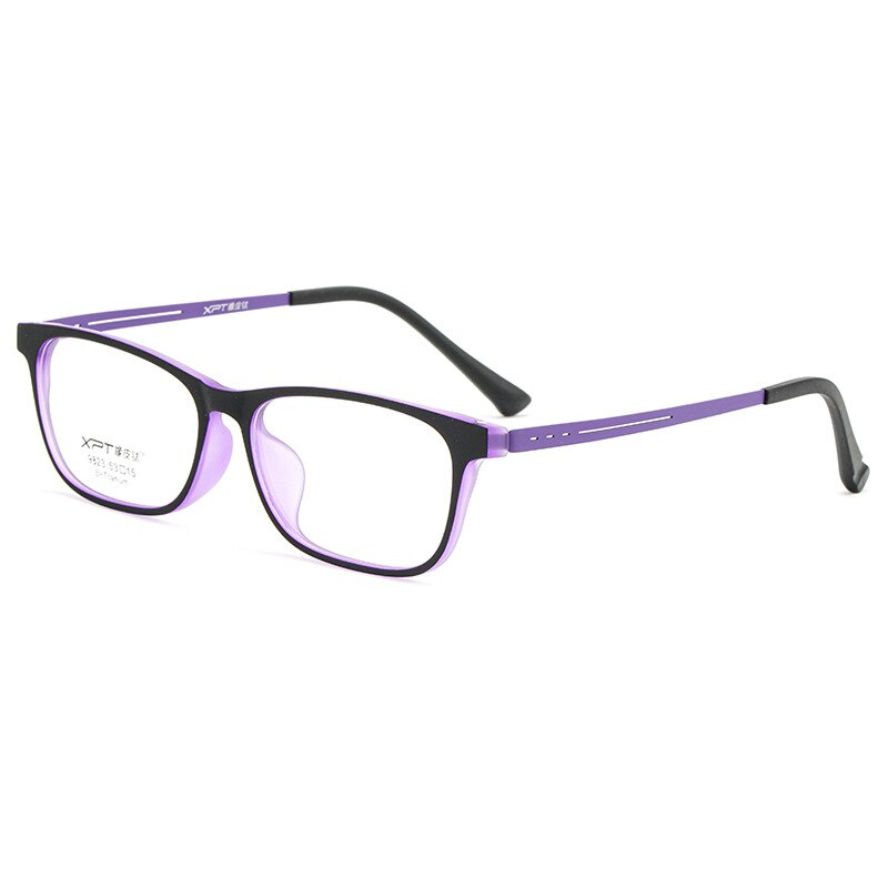 KatKani Unisex Full Rim TR 90 β Titanium Square Frame Eyeglasses K9823 Full Rim KatKani Eyeglasses Black Purple  