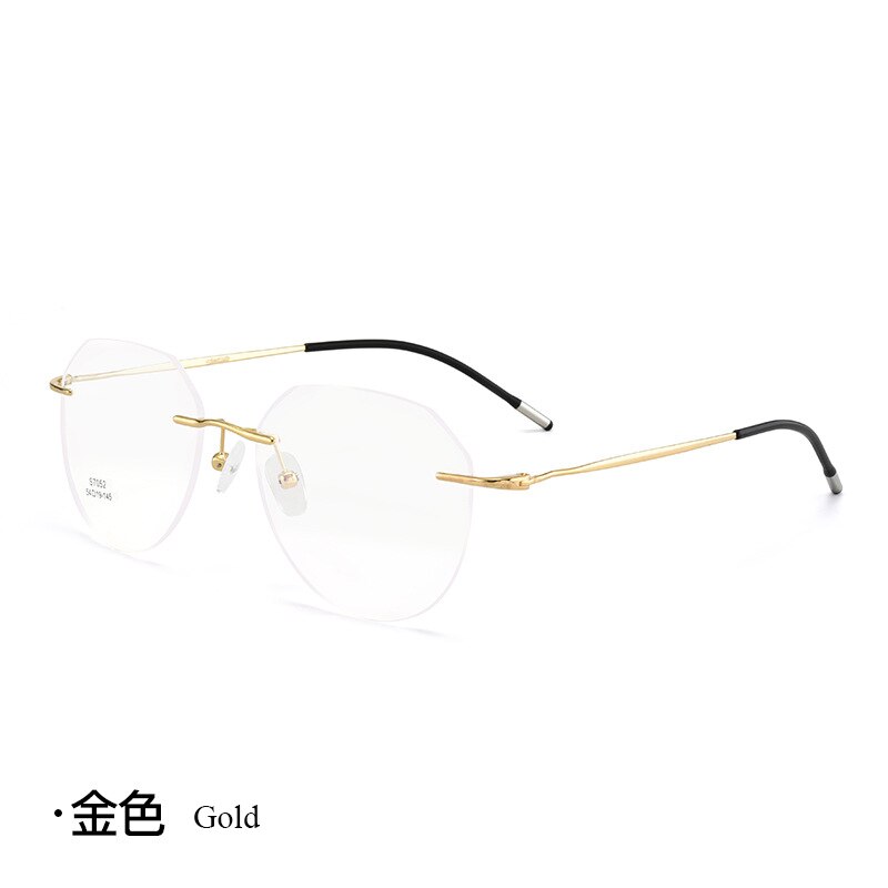 Unisex Square Titanium Alloy Rimless Frame Eyeglasses Zt7052 Rimless Bclear Gold  