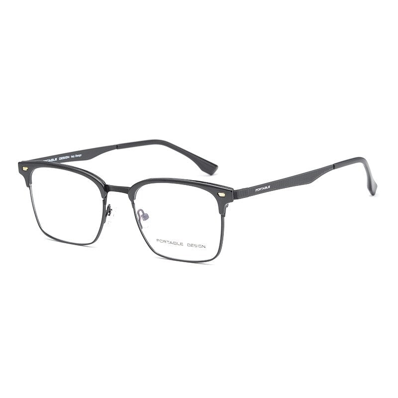 KatKani Unisex Full Rim Titanium Alloy Square Frame Eyeglasses K9563 Full Rim KatKani Eyeglasses Black  