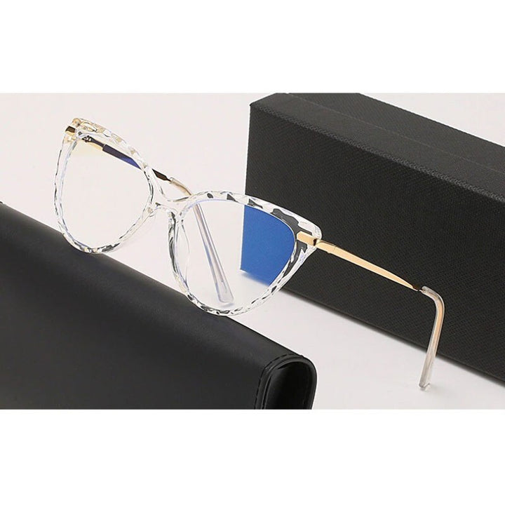 Handoer Women's Full Rim Cat Eye Tr 90 Alloy Eyeglasses 9013 Full Rim Handoer Transparent  