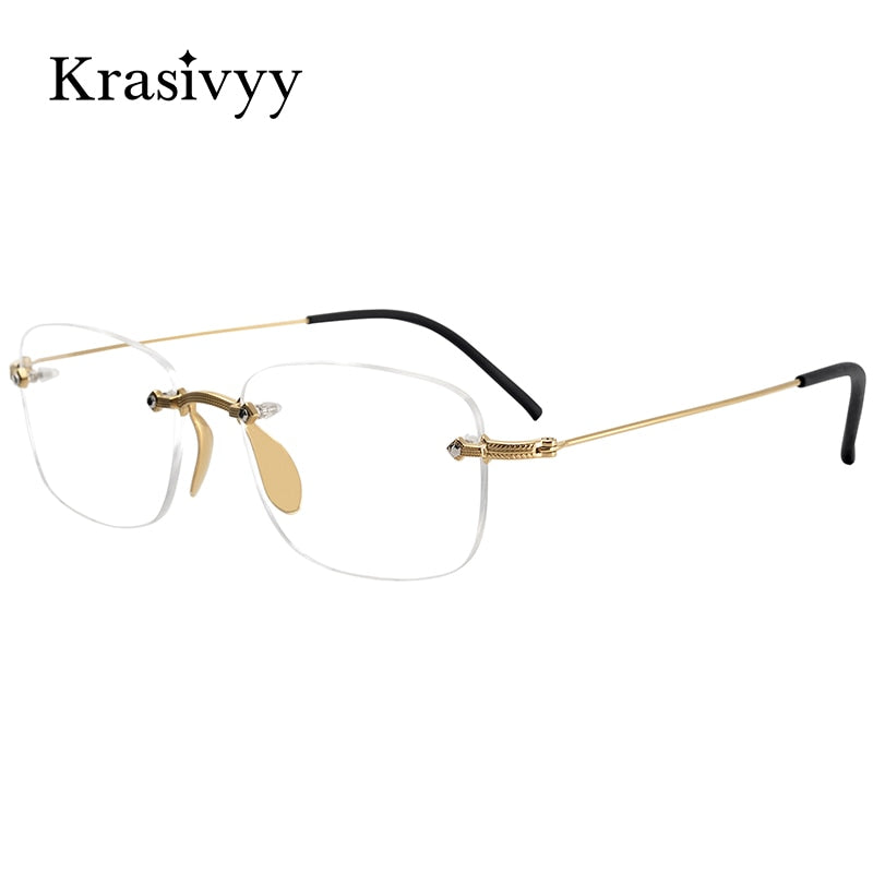 Krasivyy Men's Rimless Square Titanium Eyeglasses Kr16077 Rimless Krasivyy   